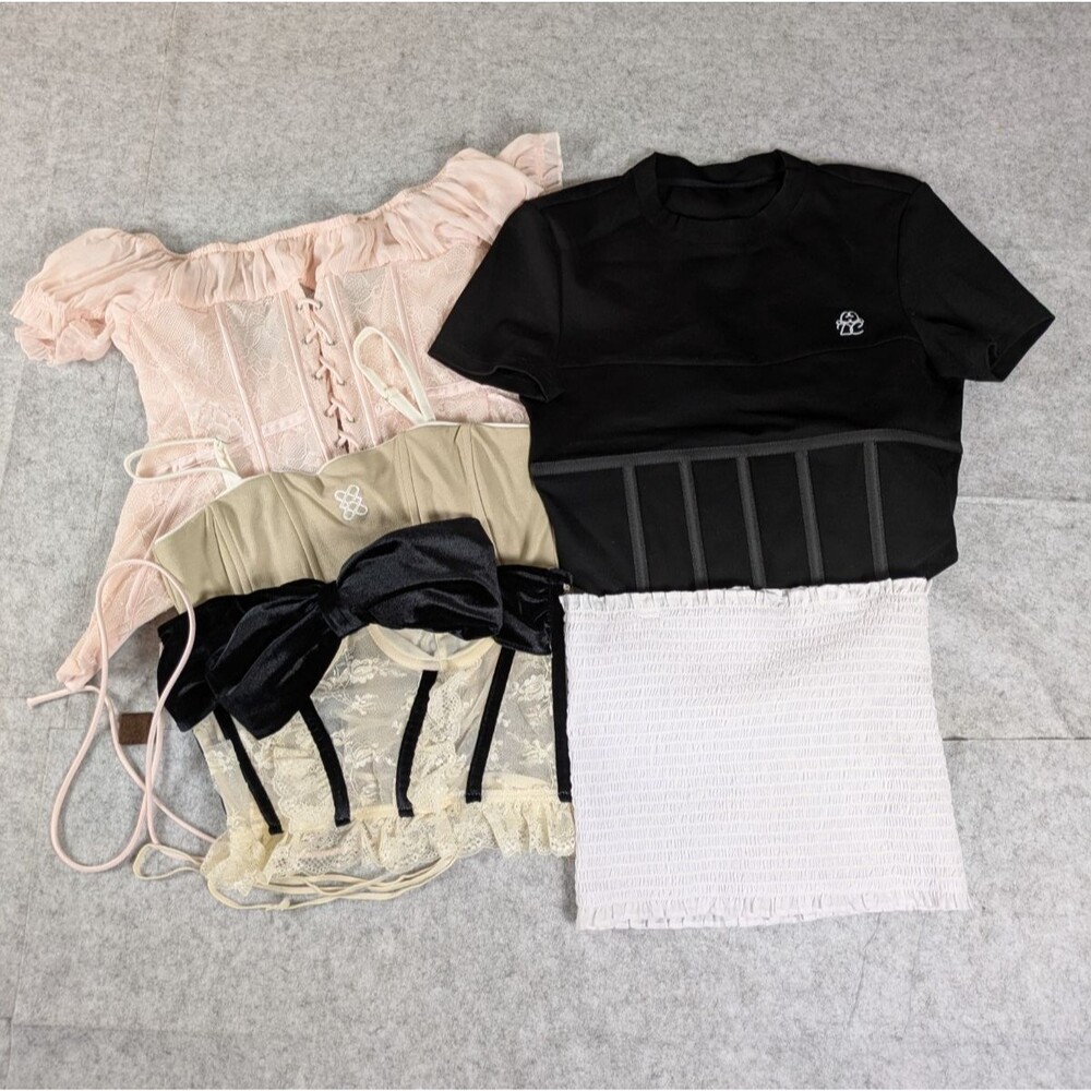 Womens Intimates Halter Corset Club Lot Of 5 - S/M/L - Beige Pink Black White